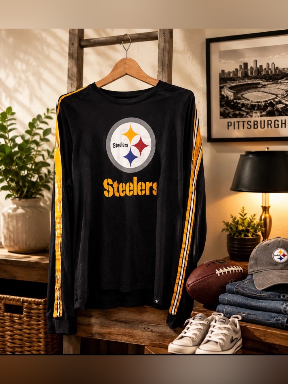 47 Black and Yellow Steelers longsleeve Sweatshirt size xxl